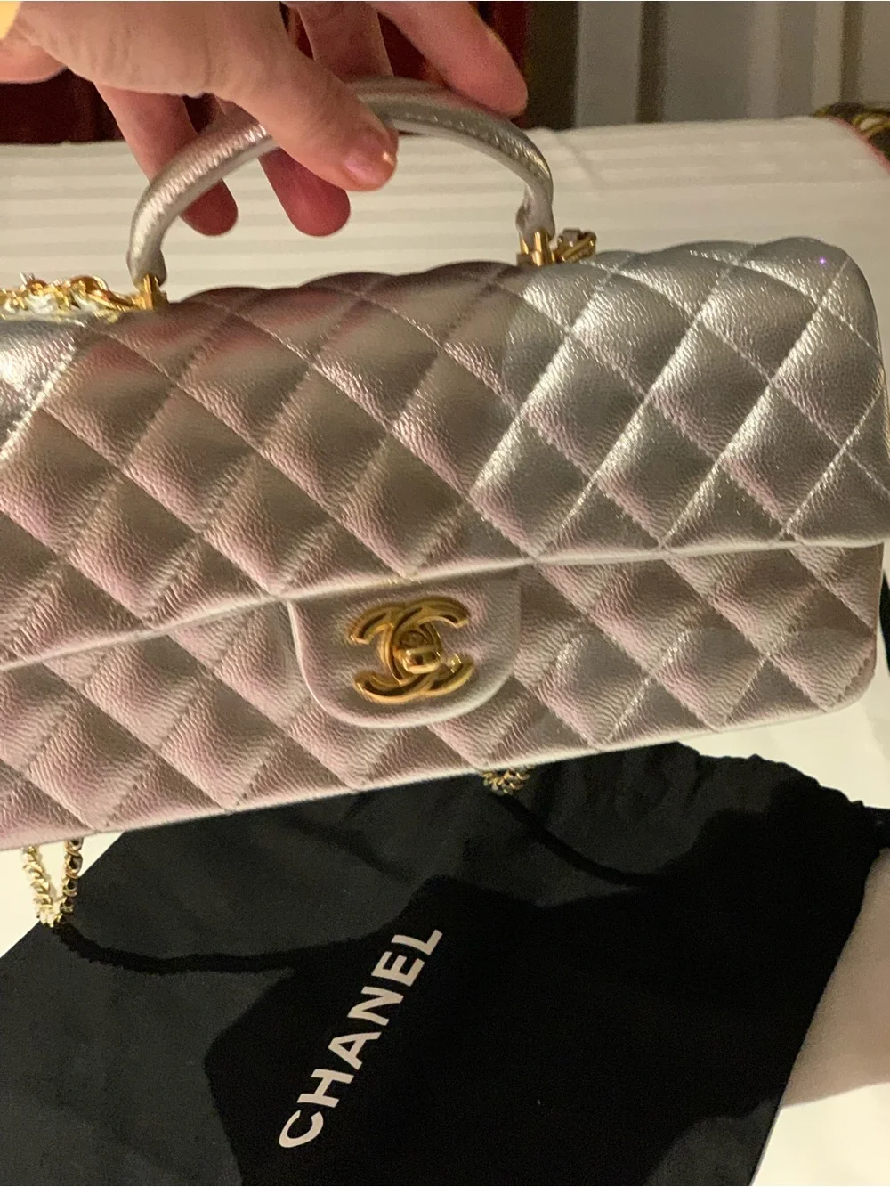 Brand new this week season rare Limited edition authentic Chanel silver purse